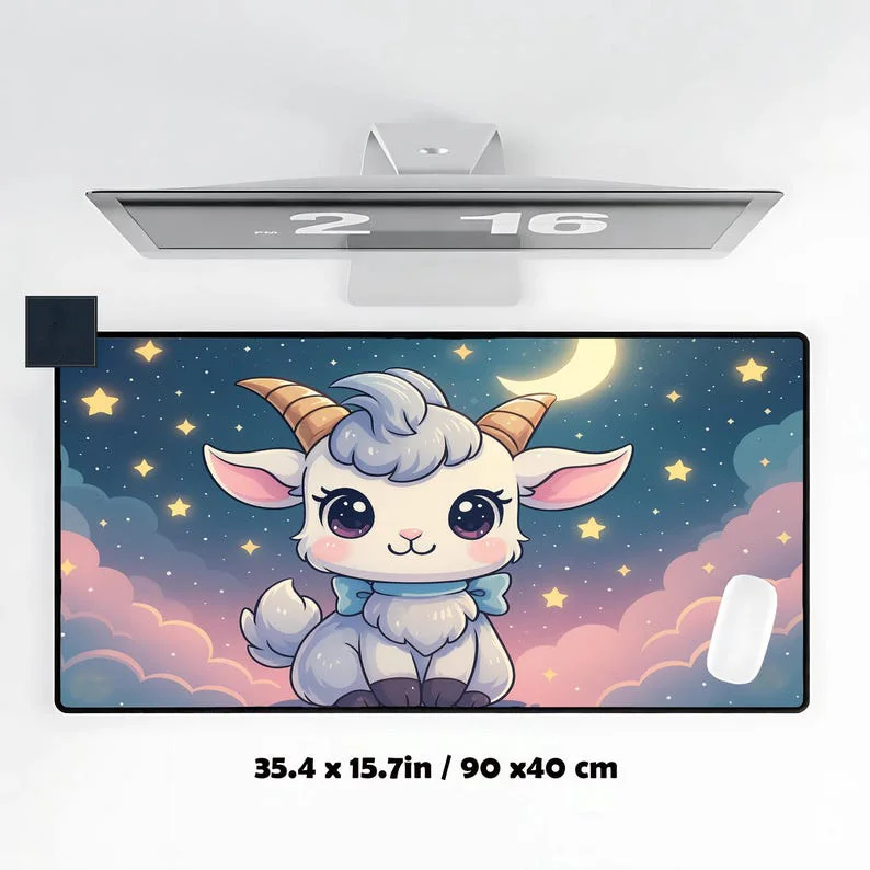 Cute Goat Game Desk Mat, Non-slip and Waterproof Mouse Pad, Minimalist Office Decoration Mat, A Perfect Gift for Friends.