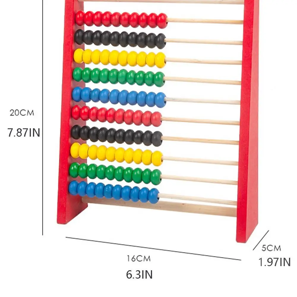 Houten telraam voor kinderen Intelligentieontwikkeling Kleurrijke kralen Leren wiskunde Tool Montessori Toy Mini