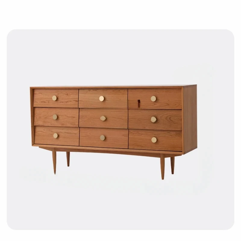 Solid Wood Chest of Drawers Bed Tail Long Cabinet Living Room Wall Storage Cherrywood Storage Cabinet