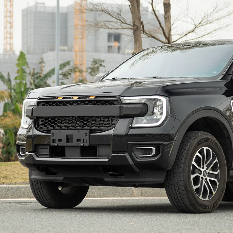 For Ford Ranger T9 Big Letters Style Grills 2023 Everest 2024 4*4 Grille With Little Yellow light Matte Black Ranger Accessories