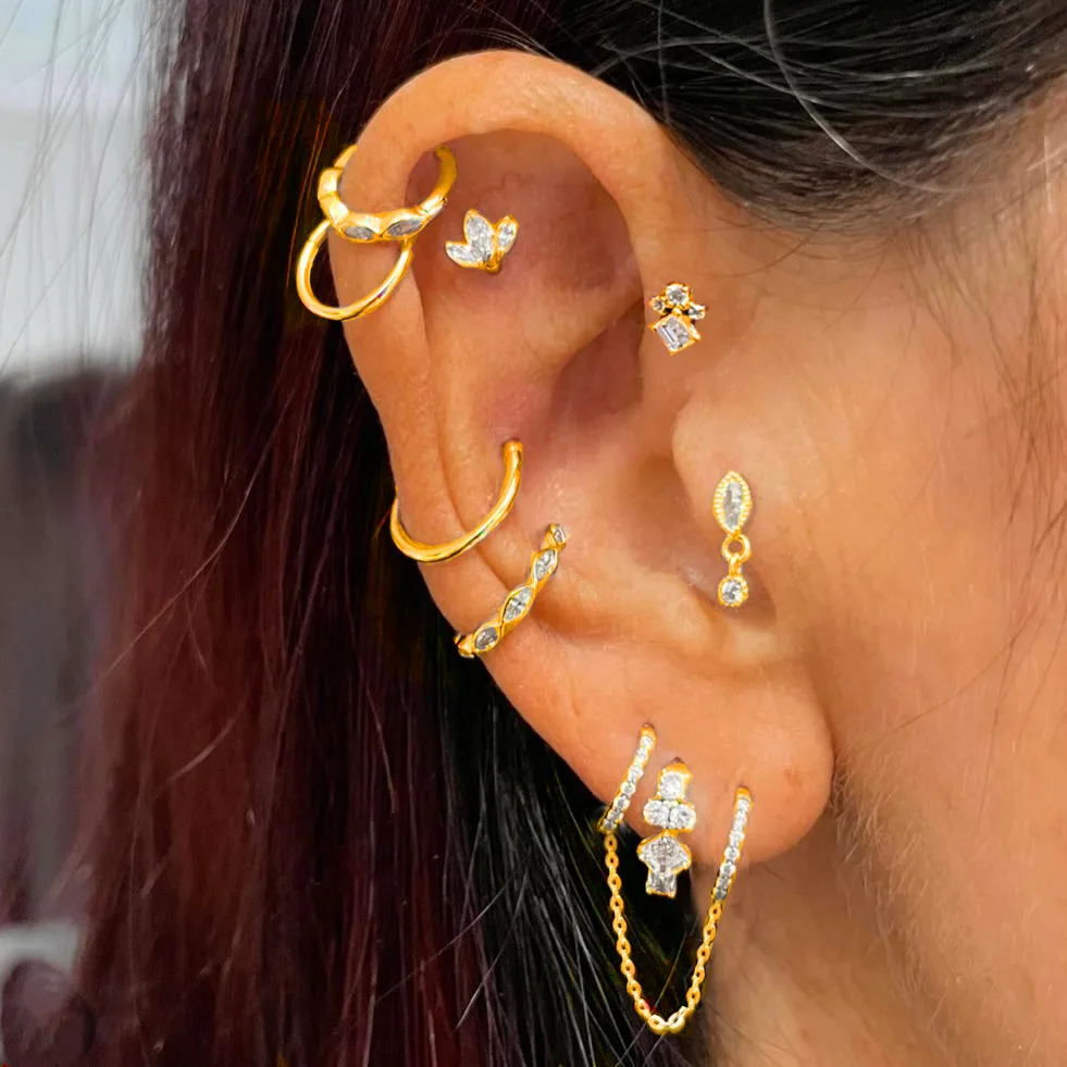 Daith Helix Flache Piercing-Ohrstecker für Frauen aus Edelstahl, Schraub-Ohrring für Knorpel, Tragus, Conch, Ohrläppchen, Modeschmuck – Detail 1