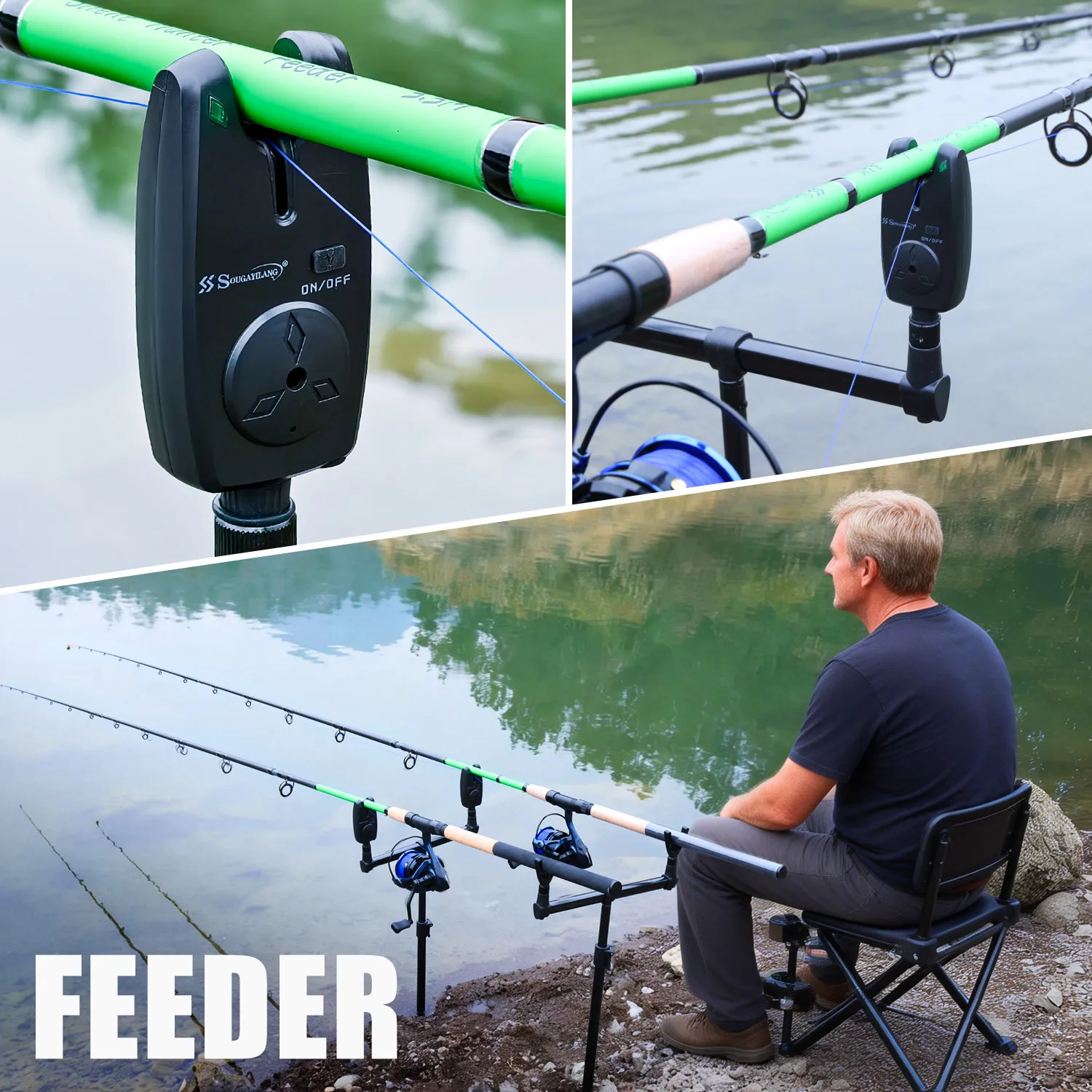 Alarma de Pesca Sougayilang Sonido y Luz Doble Impermeable ABS Carpa - imagen 3
