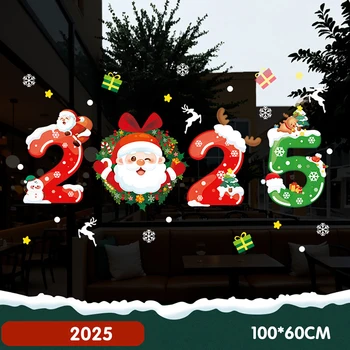 Janela Feliz Natal Adesivos, Decorações De Natal Para Casa, Adesivo De Parede Para O Quarto De Crianças, Decalques De Parede, Ano Novo, 2024