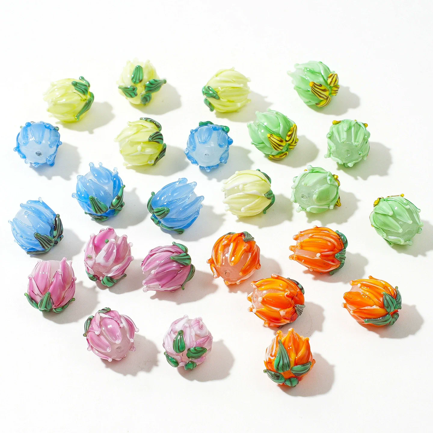 5pcs 15mm Handmade Lampwork Tulip Flower Beads Fashion Charm Glass Bead For Jewelry Making DIY Bracelet Earring Accessories