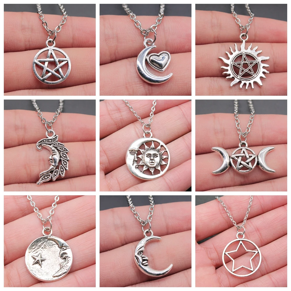 33 Styles Hotsell Lucky Sun Moon Star Pendant Necklace For Girl Women Party Gift Short Chain Choker Necklace Dropshipping