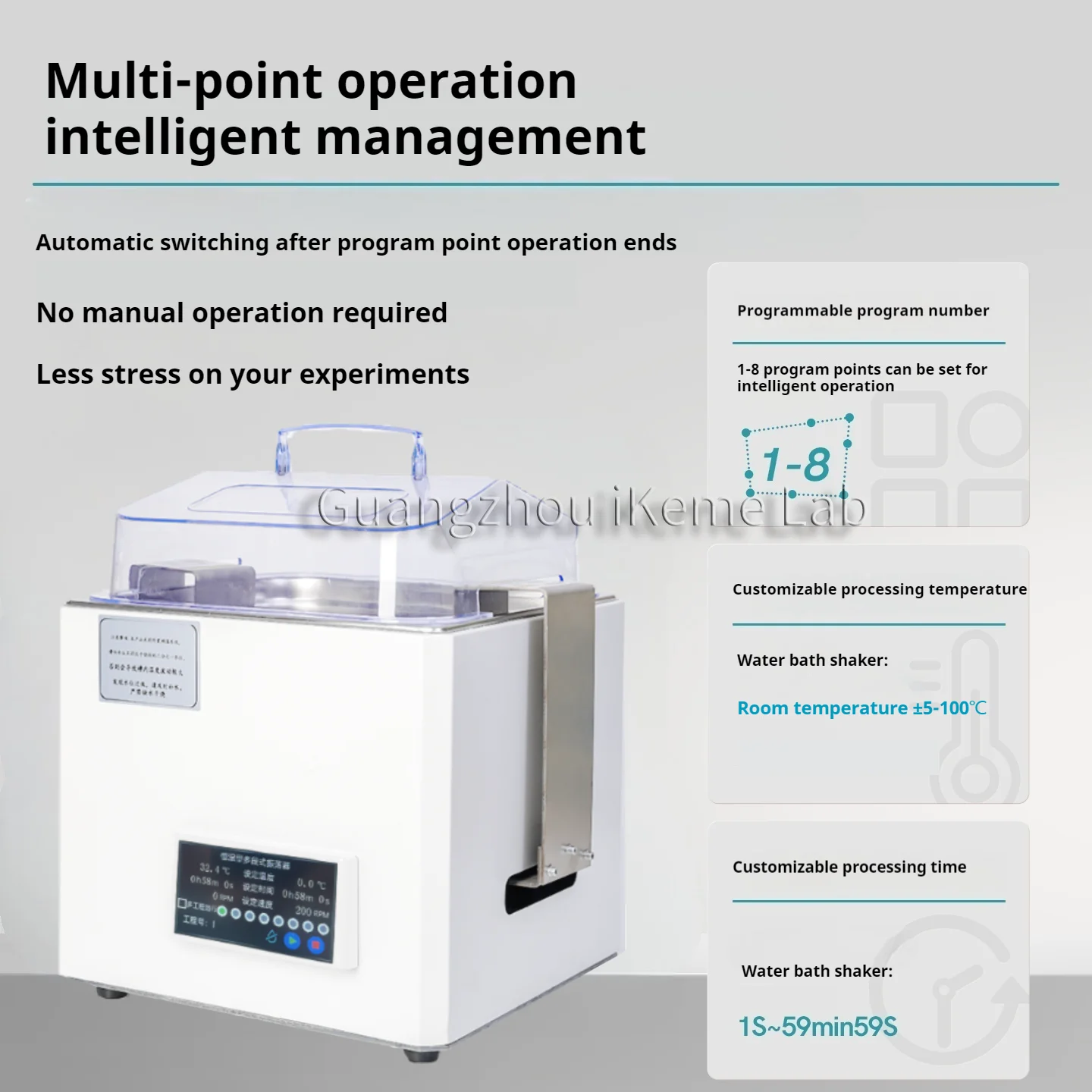 IKEME Laboratory Thermostat 18L Shaking Water Bath Shaker Laboratory Stainless Steel Water Bath