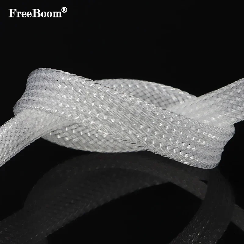 1~50m Clear PET Braid Sleeve 2/4/6/8/10/12/16mm High Density Wire Protection Sleeving Snake Skin Wrap Sheath For Electric Cable