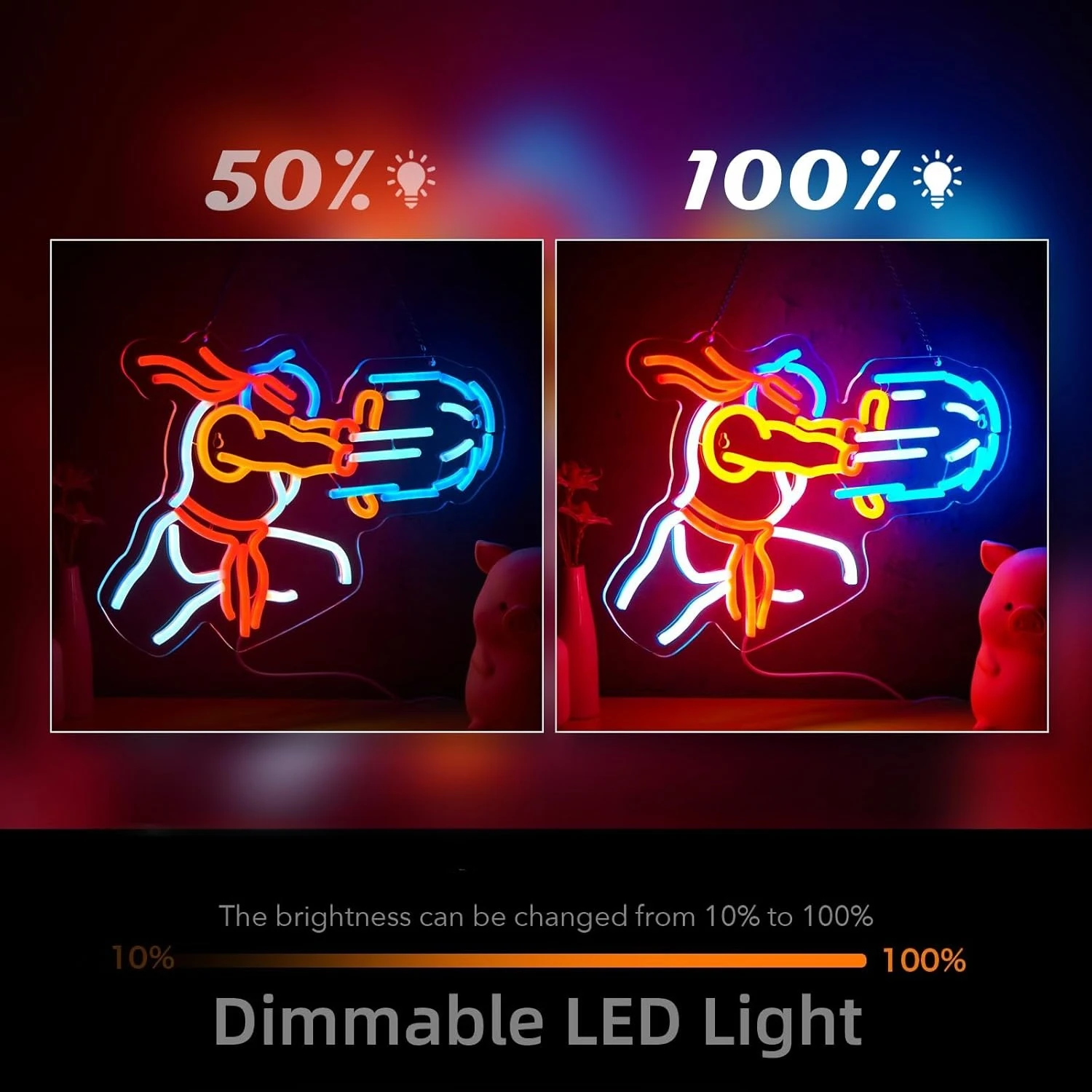 Game Fighter Neon Schild, dimmbare Neonlichter für Jungenzimmer, Spielzimmer, Schlafzimmer, Männerhöhle, Party-Dekoration, Ästhetik, Zeichnen, Geburtstagsgeschenke