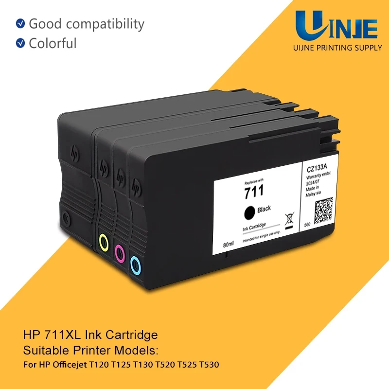 Original For HP 711XL 711 XL HP711 Ink Cartridge Full With Ink Compatible For HP DesignJet T120 T520 T530 Printer hp 711 ink