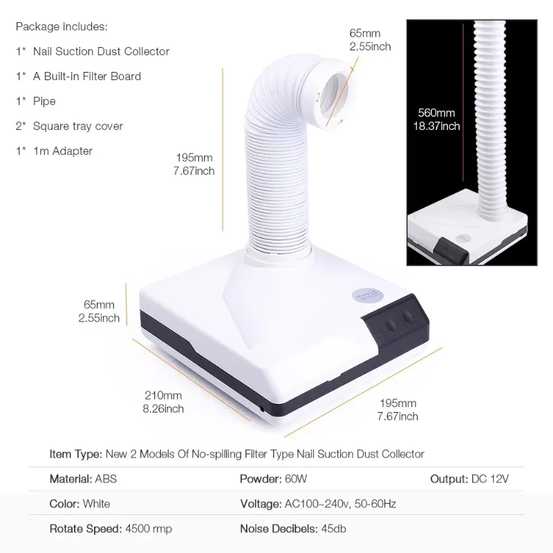 60 واط استخدام مزدوج مسمار مجمع الغبار قابل للسحب الكوع تصميم مسمار الغبار النازع مروحة مسمار مكنسة كهربائية مع أنبوب #5