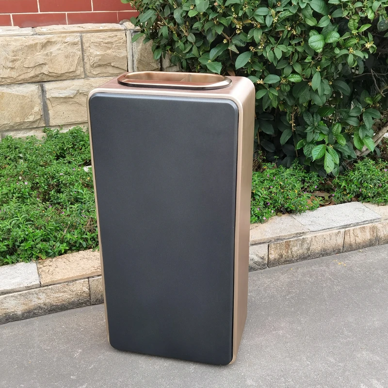 

Hotel smoke storage bucket company corridor elevator entrance rose gold thick aluminum plate garbage can