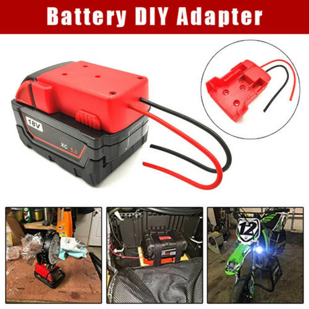 Battery Adapter for Milwaukee M18 XC18 18V Li-Ion Battery DIY Power Tool Battery Converter 12 Awg Wires Connector Conversion