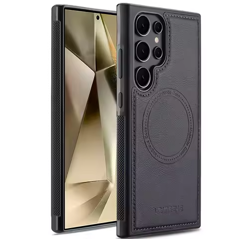 Strong Magnetic Back Case For Samsung S25 Edge S24 Ultra S23 Plus S22 S21 FE Phone Case Leather Support mag safe function