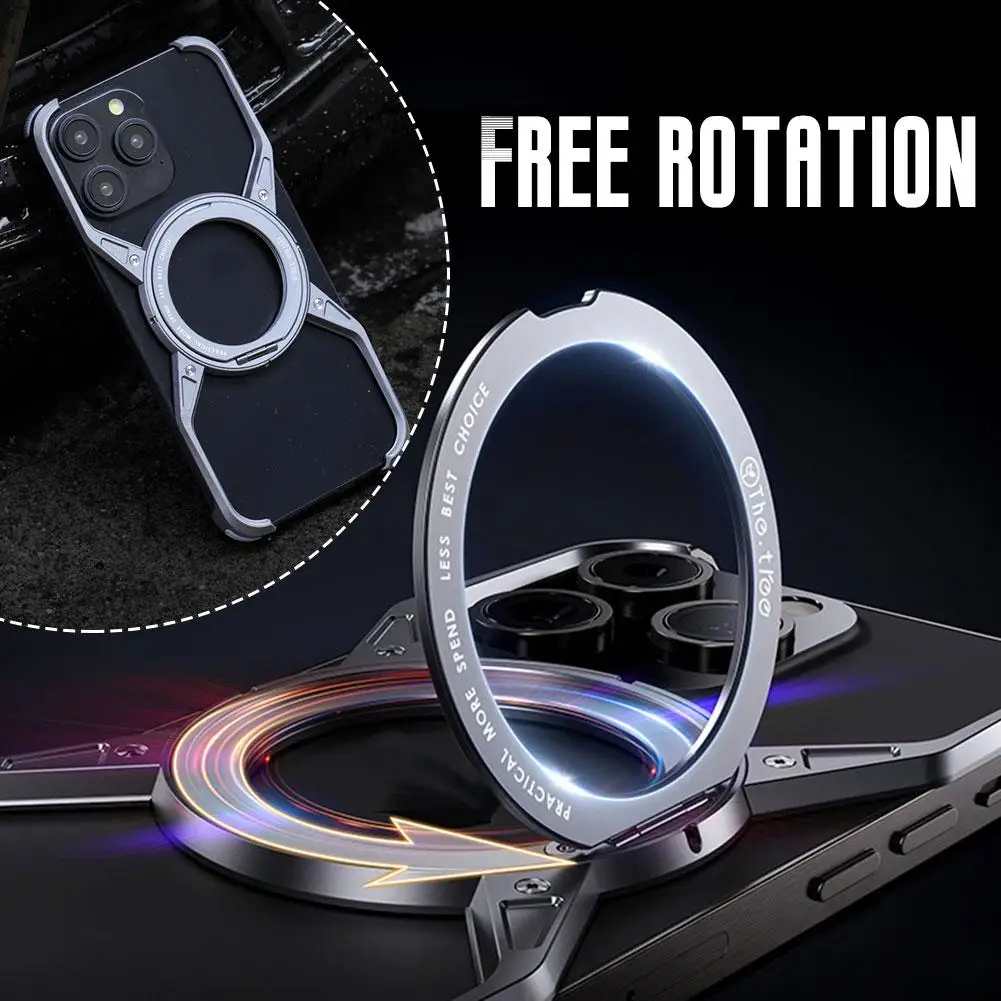 The Rotating Magnetic Bracket Is Suitable For Apple Phone Shell Cooling Hollow Aluminum Alloy Without A Frame O2I7