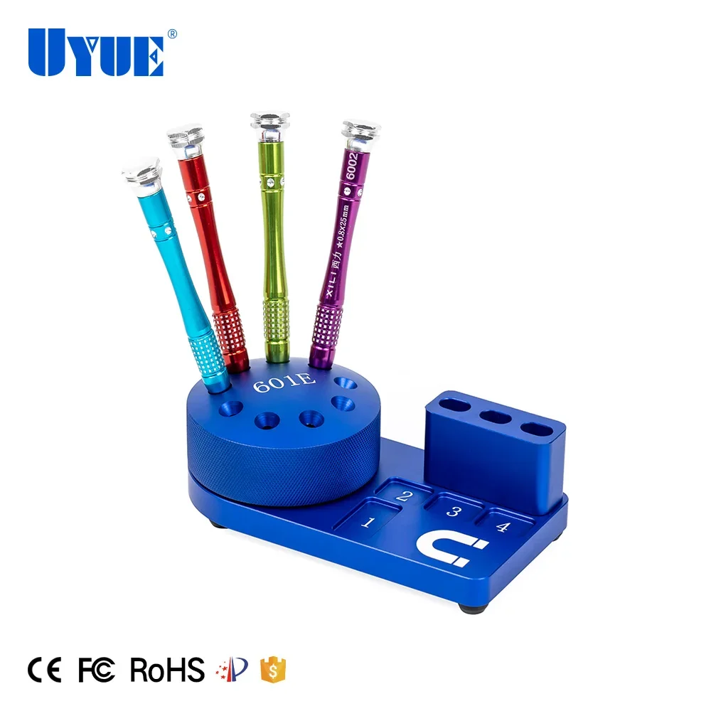 UYUE 601E penyimpanan berbagai obeng, alat penyimpanan rotasi bebas dengan pengisap magnetik untuk perbaikan ponsel