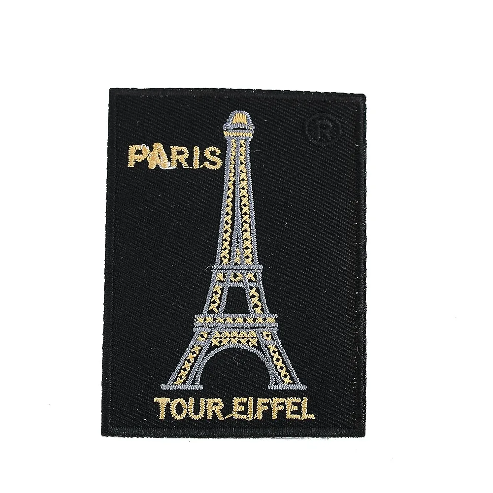 

2pc Embroidered Paris Eiffel Tower Applique Iron on Transfer Patches for Clothing DIY Sewing Supplies Backpack Badge Accessories