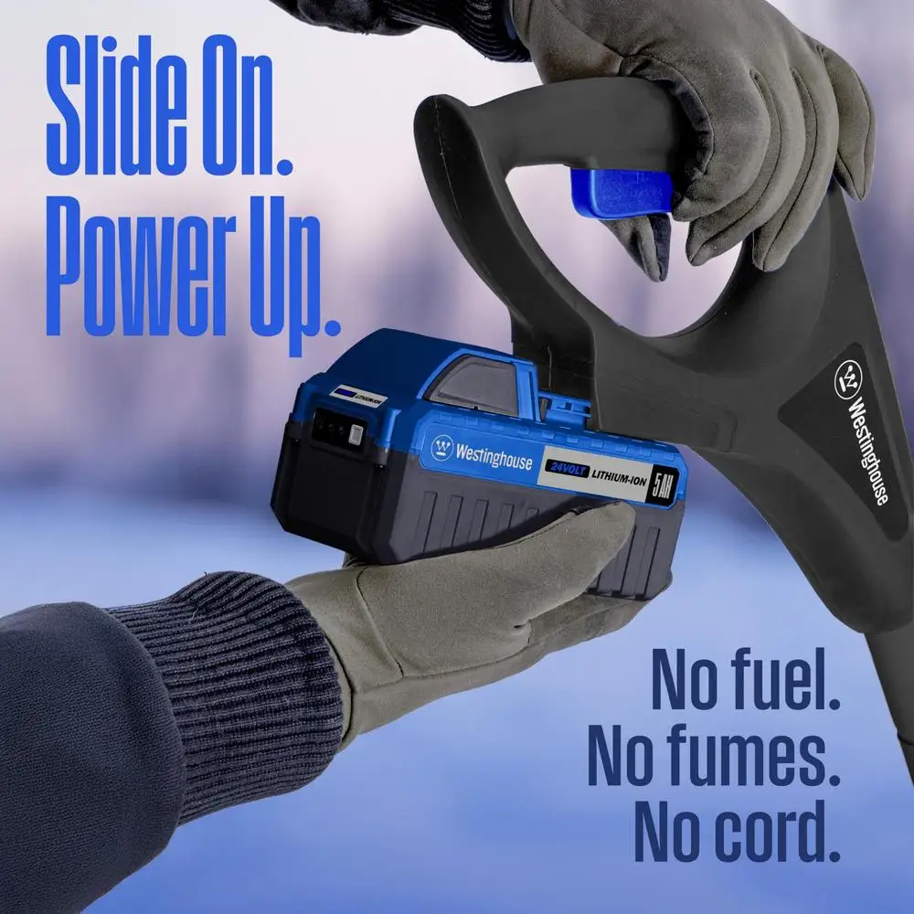 24V Cordless Electric Snow Shovel Kit 11 Inch Battery-Powered Fast Charger Throw 20ft Clear Driveways Sidewalks Porches Steps