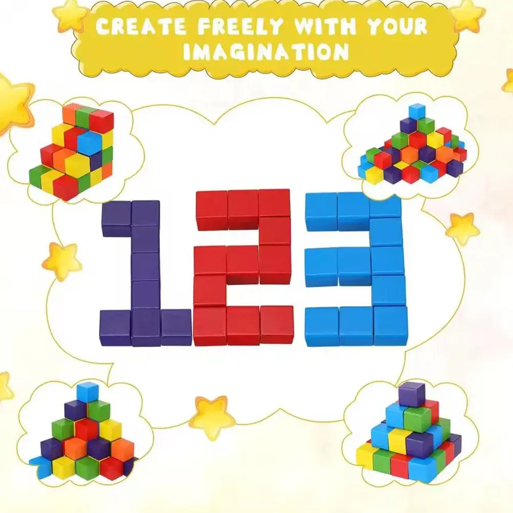 Kolorowe drewniane klocki dla dzieci - edukacyjna gra w układanie klocków dla chłopców i dziewczynek, idealny prezent urodzinowy