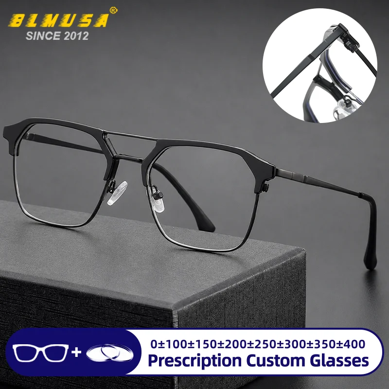 BLMUSA BLMUSA Men Aviator Style Vintage Optical Eyeware Anti Blue Ray High Quality Reading Glasses Prescription Myopia Computer Eyeware - Aliexpress Deal