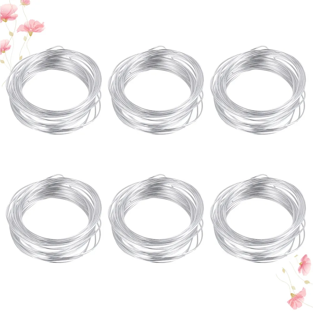 

6 рулонов по 5 м: Алюминиевая гибкая нержавеющая проволока (1 мм, 1.5 мм, 2 мм, 3 мм) серебристого цвета для DIY-проектов, моделирования скелетов, бонсай и поддержки цветов