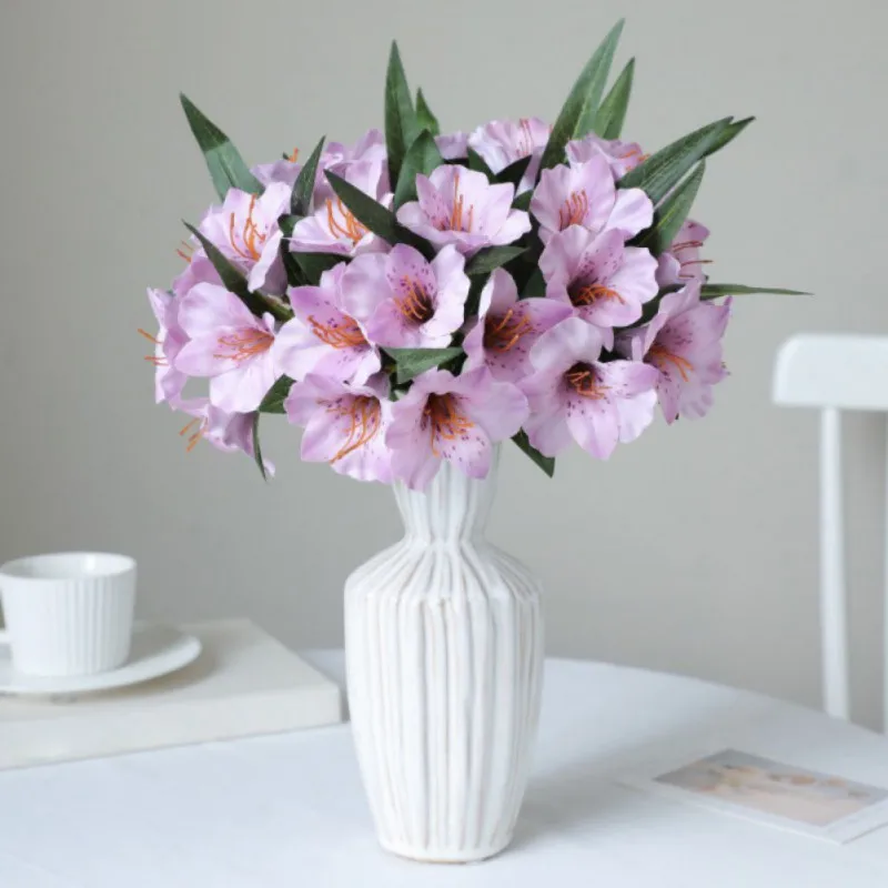 5 قطعة/المجموعة الزهور الاصطناعية 7-رئيس البوق زهرة محاكاة الزهور Flores لتزيين حديقة المنزل الزفاف