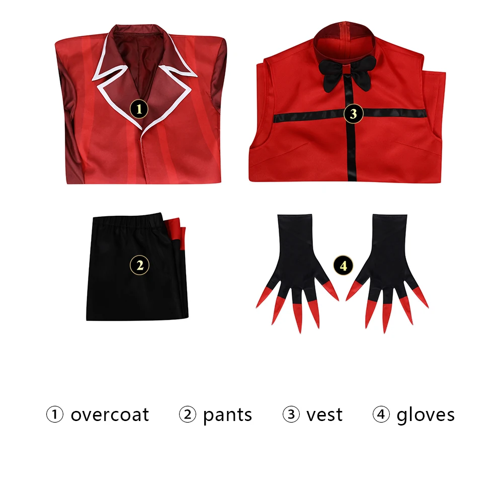 Alastor Cosplay Costume Adult Men Fantasia Red Uniform Full Set Halloween Carnival Party Comic Con Disguise Outfits