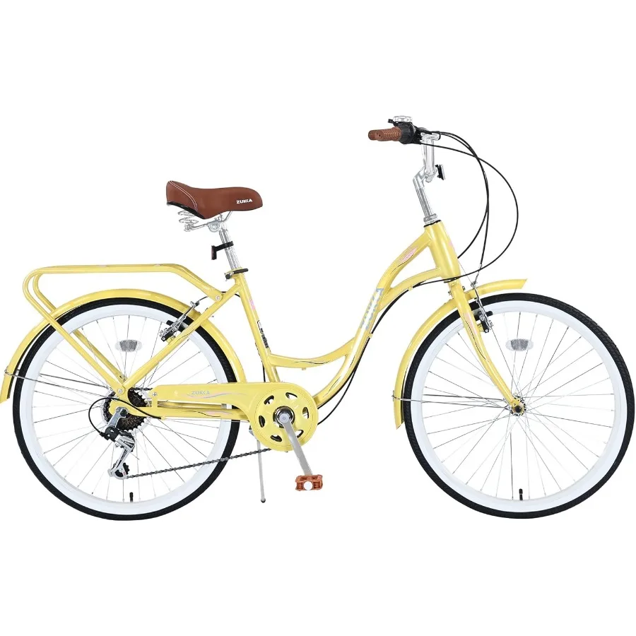 Rower damski cruiser dla dorosłych, 24/26 cali, 7 biegów, stalowa rama, rowery miejskie, rower dojazdowy dla kobiet, mężczyzn, seniorów, różne kolory