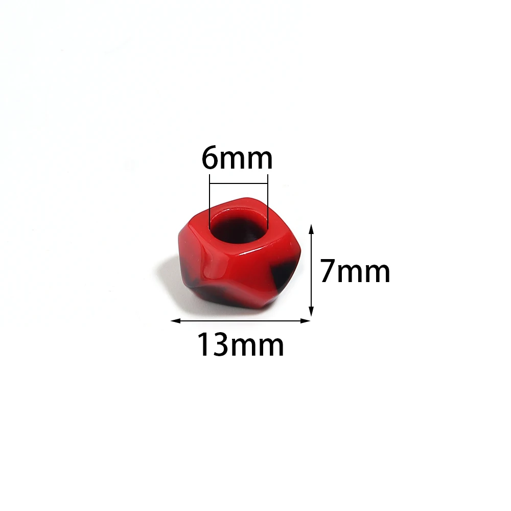 50/100Pcs Dual Color Dyed Beads Acrylic Large Hole Polygonal Loose Bead Imitation Jade DIY Decoration Handmade Craft Accessories
