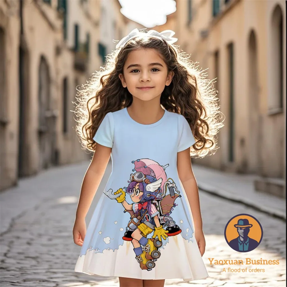 2025 رائجة البيع Arale الفتيات الأطفال فستان مُزين بطباعة ثلاثية الأبعاد لطيف جميل كول الصيف الكرتون