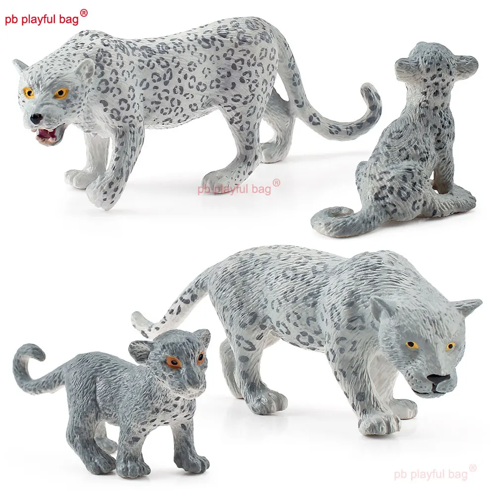 Figurines d'animaux sauvages de la forêt, léopard des neiges, jouets de Collection, Simulation statique, décoration de bureau, cadeaux pour enfants HG382
