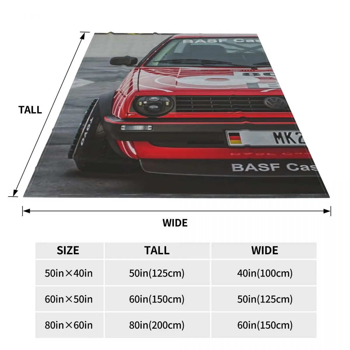 Golf Gti Mk2 ultra-miękki mikro koc z polaru ciepłe tekstylne mycie mechaniczne z mikrofibry