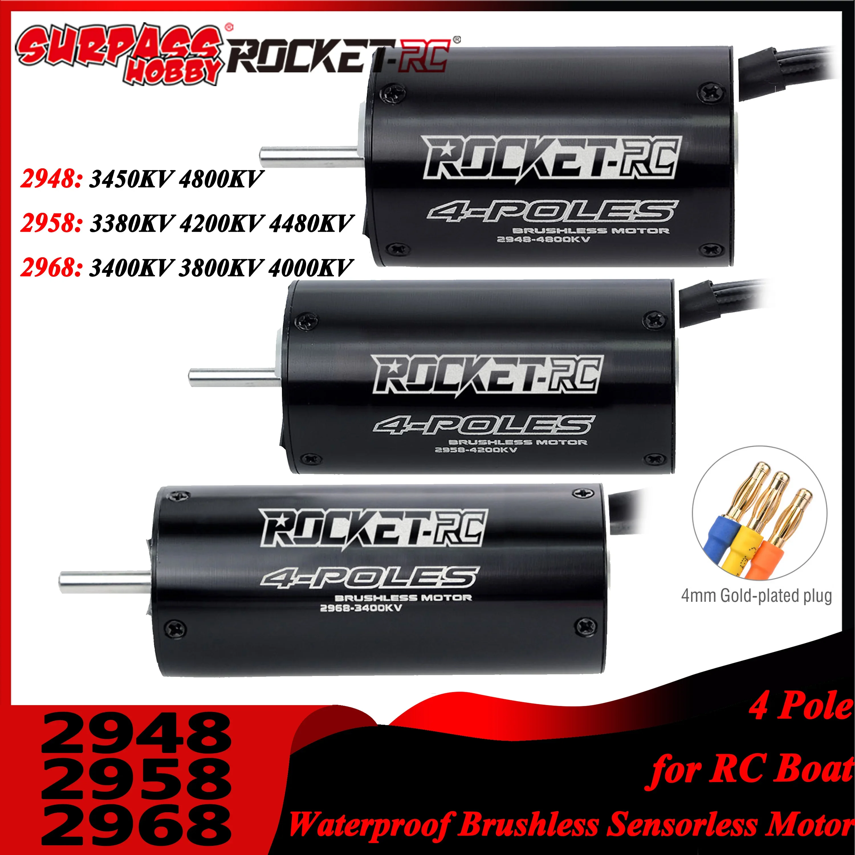 

Surpass Hobby Rocket 2948 2958 2968 Brushless Sensorless Motor for 600-800mm RC Boat Traxxas Blast Feilun FT011 FT012 Parts