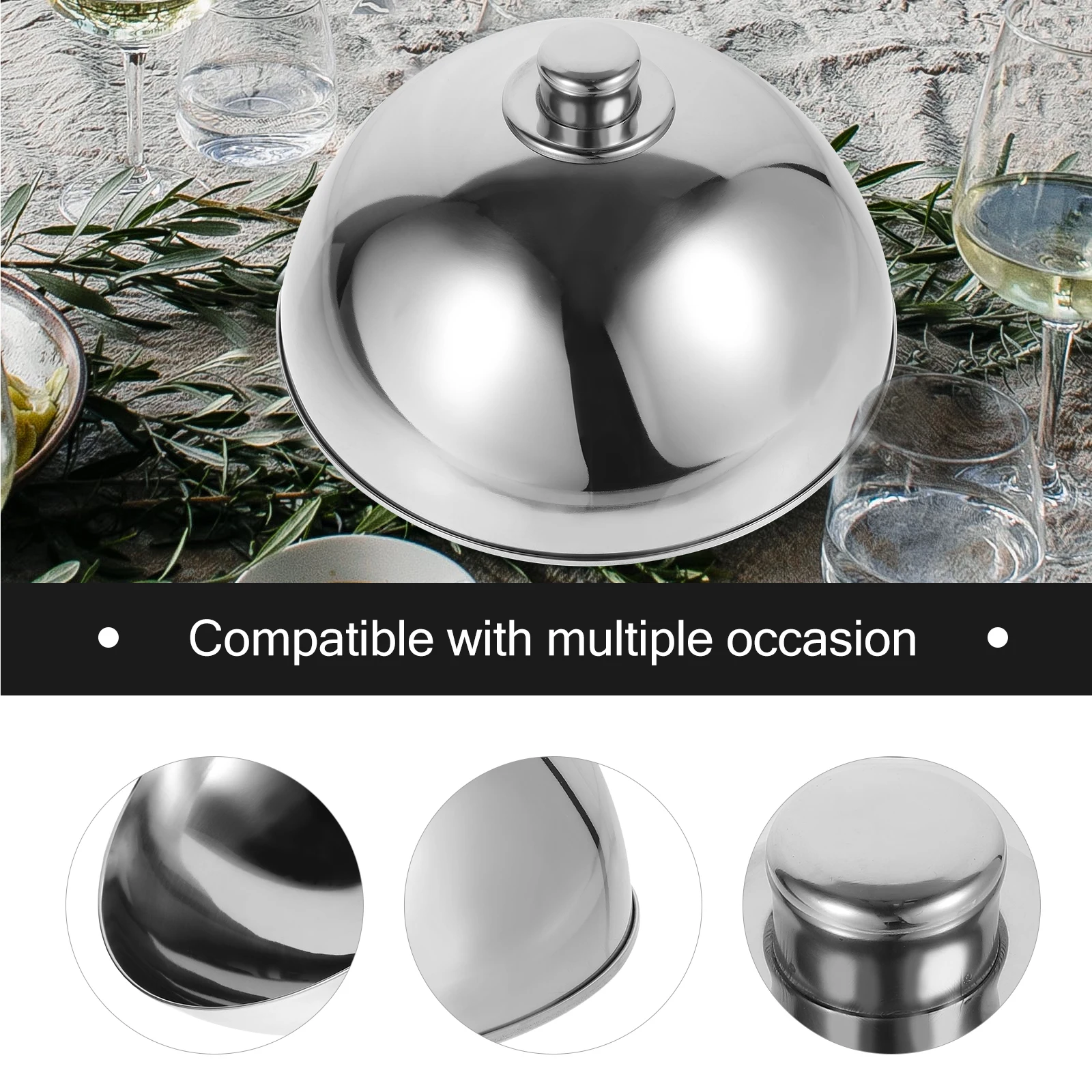 

10Inch Stainless Steel Food Cover Dish Cover Dome For Home Restaurant Bead Outdoor Barbecue Catering Kitchen