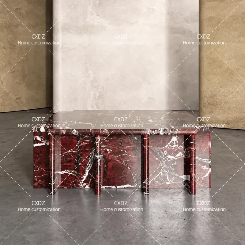 Natural Marble Coffee Table Luxury Stone Centerpiece Modern Living Room Sofa Side Table Minimalist Home Decor Furniture