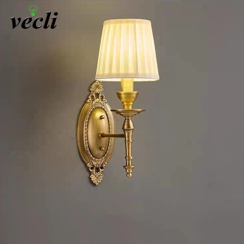 

Brass American Retro European Pastoral French Vintage Wall Lamp for Living Room Bedroom Bedside Corridor