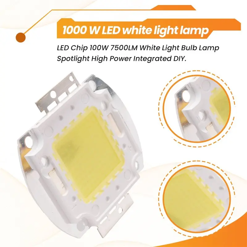 A33R-LED Chip 100W 7500LM White Light Bulb Lamp Spotlight High Power Integrated DIY