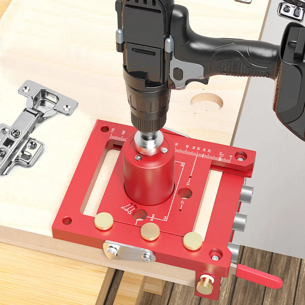 Three-in-one Woodworking Hinge Positioning Hole Punch Locator Tool for Furniture Model XY-JL003 Customizable