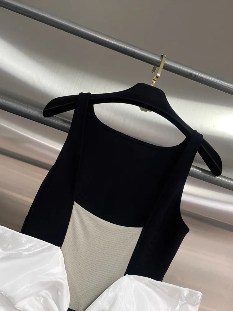 DFDG Designer 2025 printemps été femmes élégant blanc nœud dentelle Tulle robe de soirée pure Maxi robe longueur de plancher robe de soirée