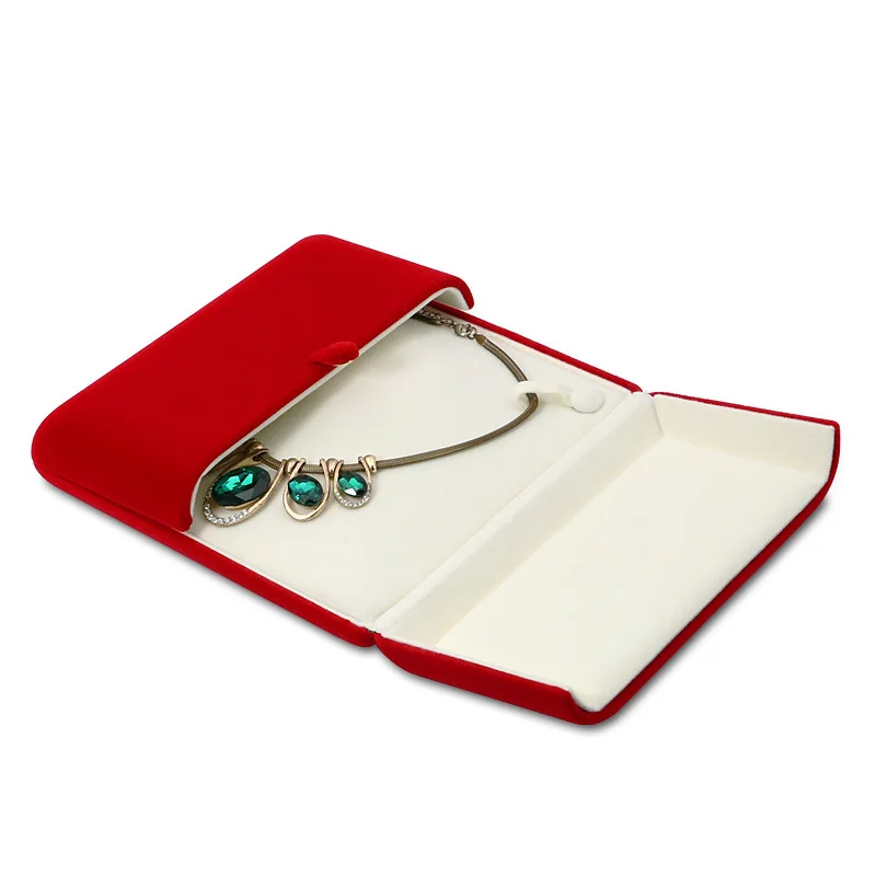 New Style Double-open Velvet Jewellery Set Box with Buckle Earring Pendant Ring Pearl Necklace Jewelry Ornaments Storage