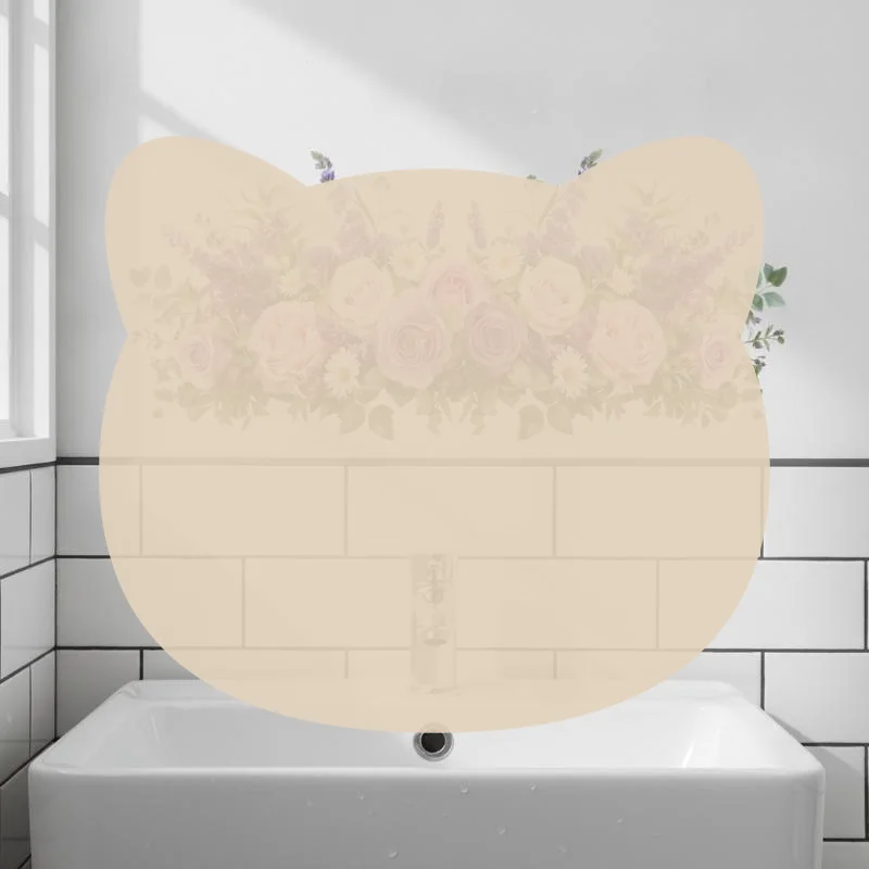 Fresh Floral Pattern Sink Area Background Wall Sticker Bathroom Wall Decoration Self-Adhesive Removable Waterproof Sticker