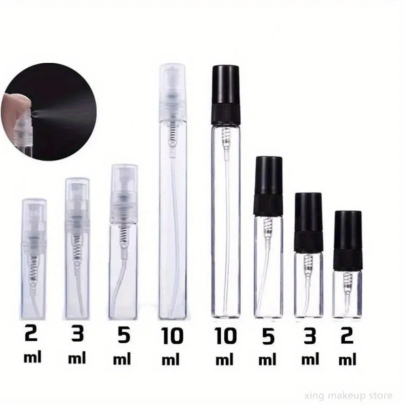 Portable Thin Glass Perfume Bottles 2ML-10ML Empty Refillable Cosmetics Sample Vials for Fragrance Oils Cosmetics 4 PCS Mix size