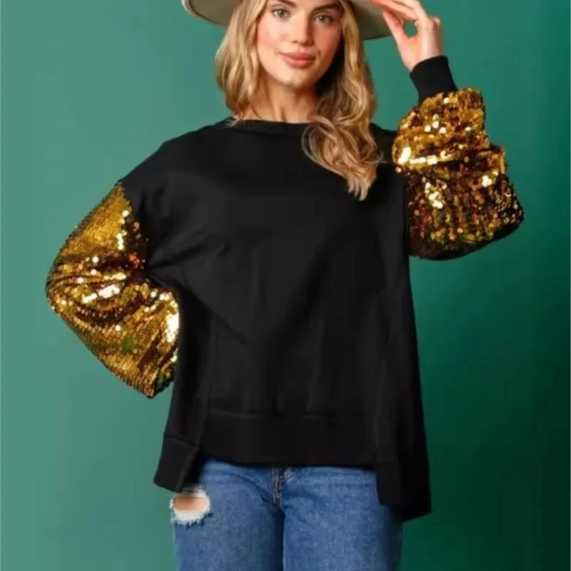 

Roupas De Inverno Feminina Mulher Abbigliamento Donna Sweater Women Winter Patchwork Versatile Round Neck 2025 Christmas Hoodie