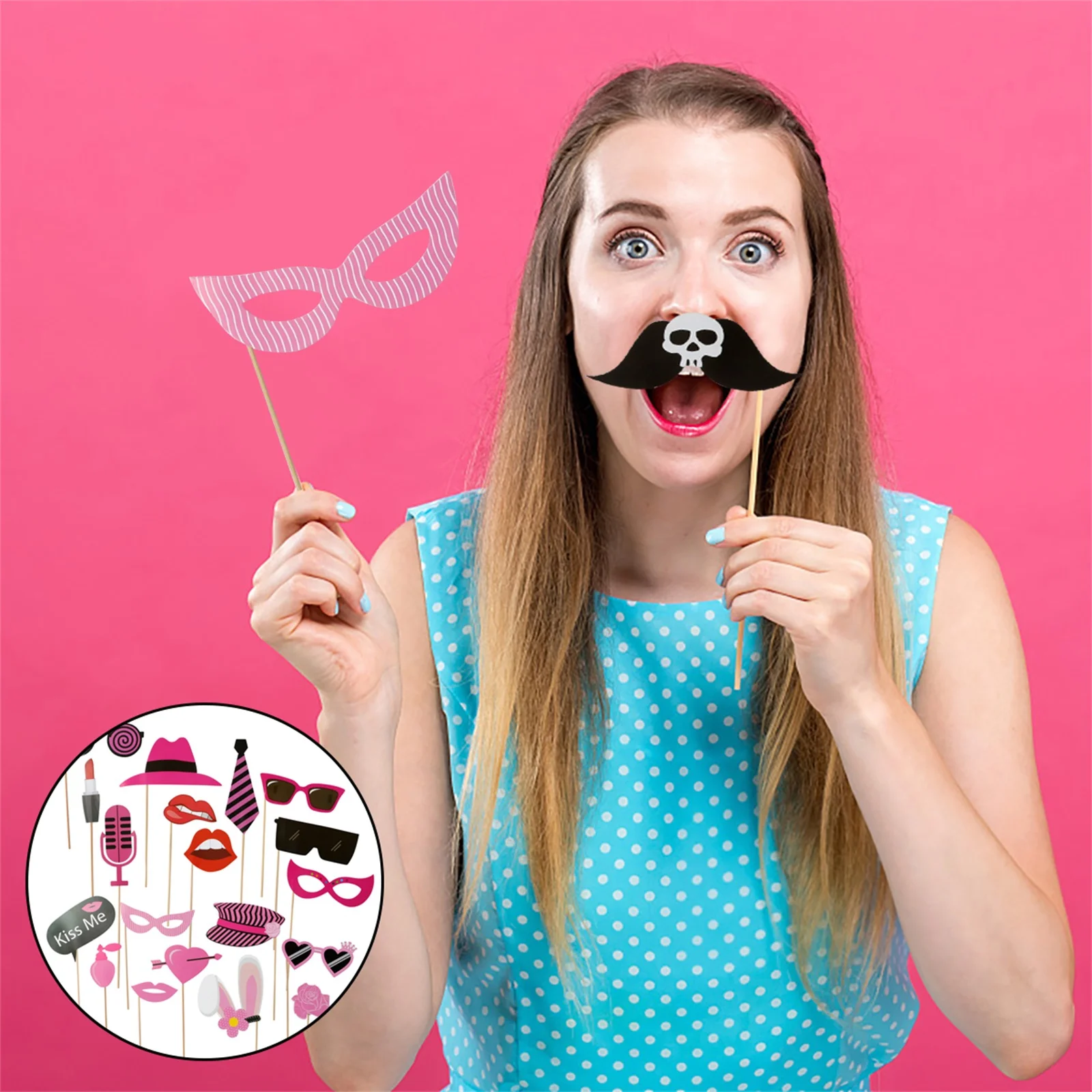 

20pcs Funny Birthday Photo Props Party Picture Shooting Decorations Supplies Halloween Outdoor School Costume Events Creepy