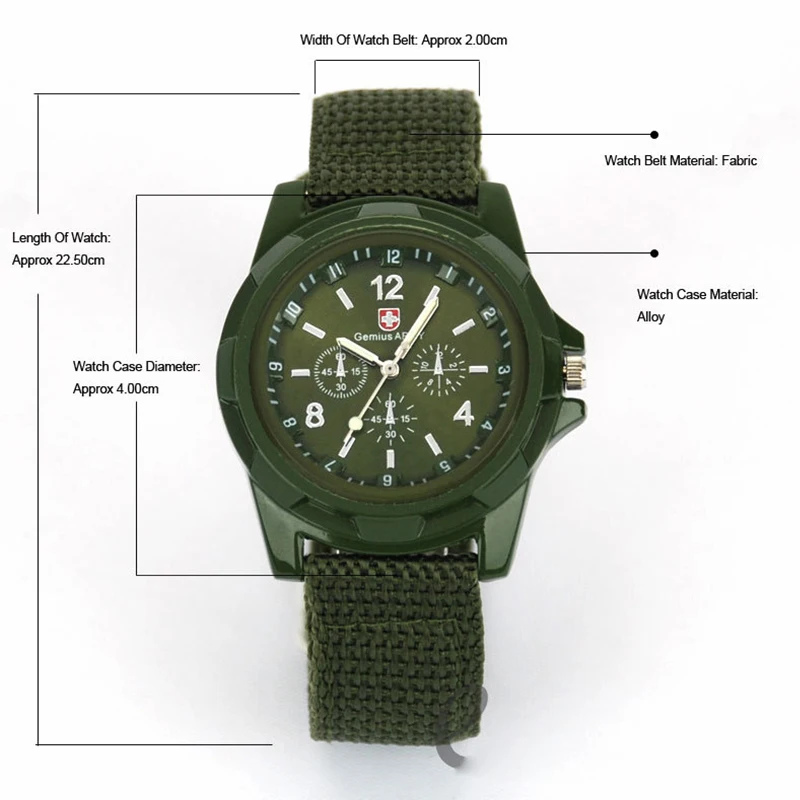 Military Mens Watch Top Brand Army Green Sports Analog Quartz Wristwatch Nylon Band Fashion Casual Men\'s Clock relogio masculino