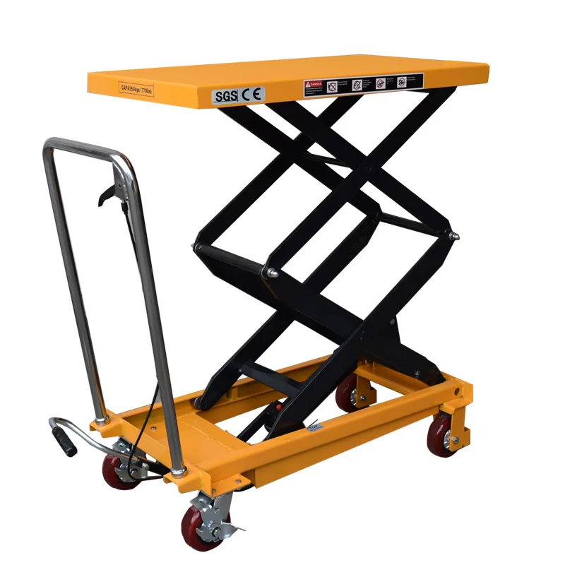 

350 KG 1.58M Low Profile Manual Table Lift Cart Adjustable Platform Lift Trolley