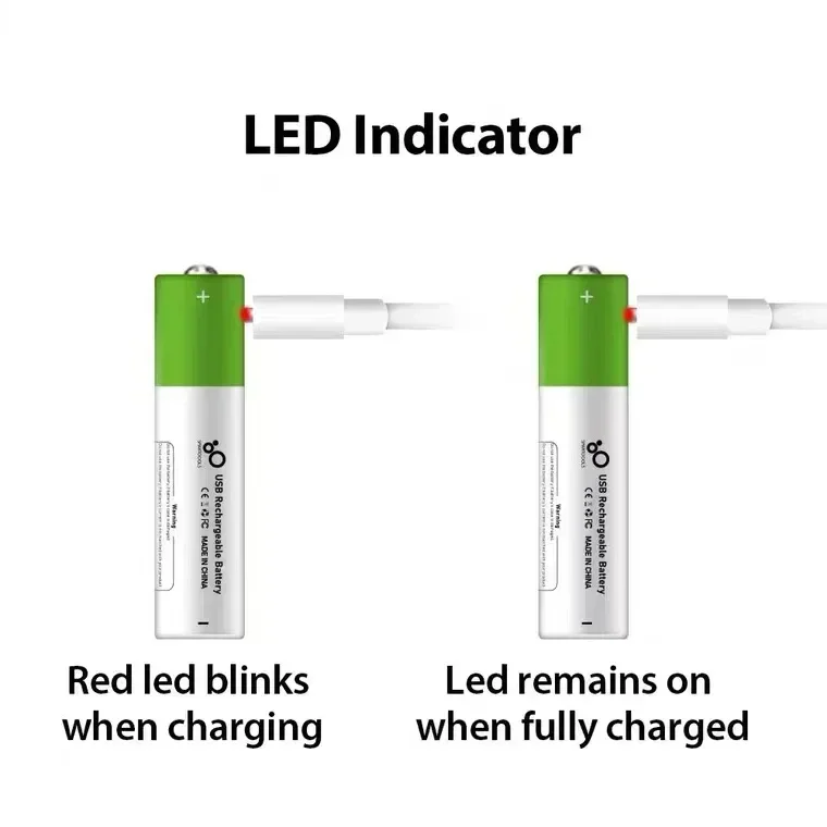 100% real capacity USB AA Rechargeable Battery 1.5V 2600 mWh Li-ion Battery for Remote Control Mouse Electric Toy