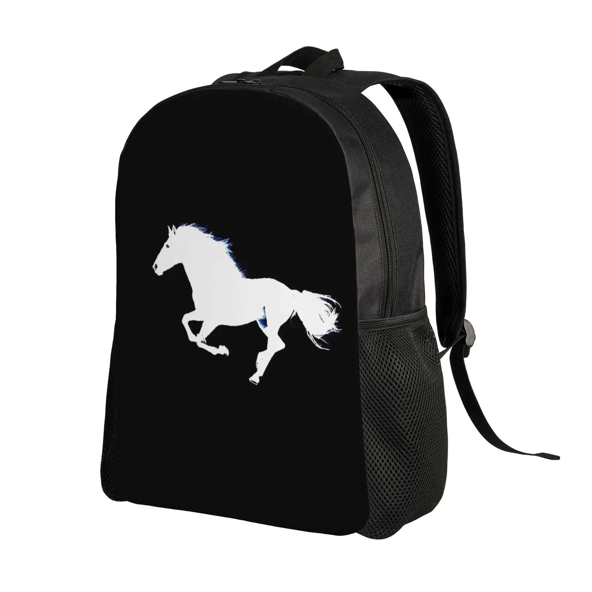 White Shadow Horse Backpack Student Boys Girls BookBag School Bag Computer Shoulder Bags