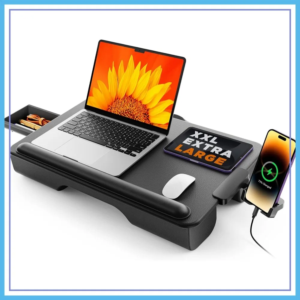 

Portable Laptop Lap Desk for Bed, Fits Up to 17" Laptops & MacBook, Lightweight Tray with Storage Drawer and Cushion, Lap Stand for Couch
