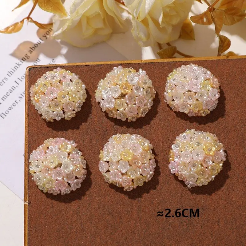 Pink Glass Beads Beaded Cluster Flower Embellishment 3pcs Wholesale DIY Sewing Bouquet Button Hole Shoes Decoration Accessory