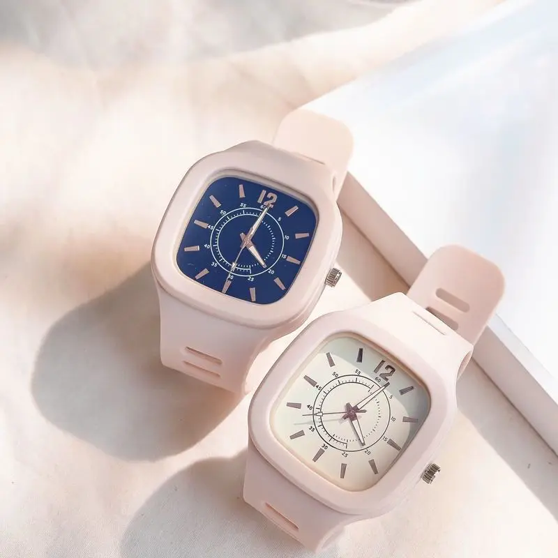 Watches for Elegant Women Simple Fashion Watch Minimalist Design Square Big Dial Soft Wristwatch Valentines Gift for Women Girls